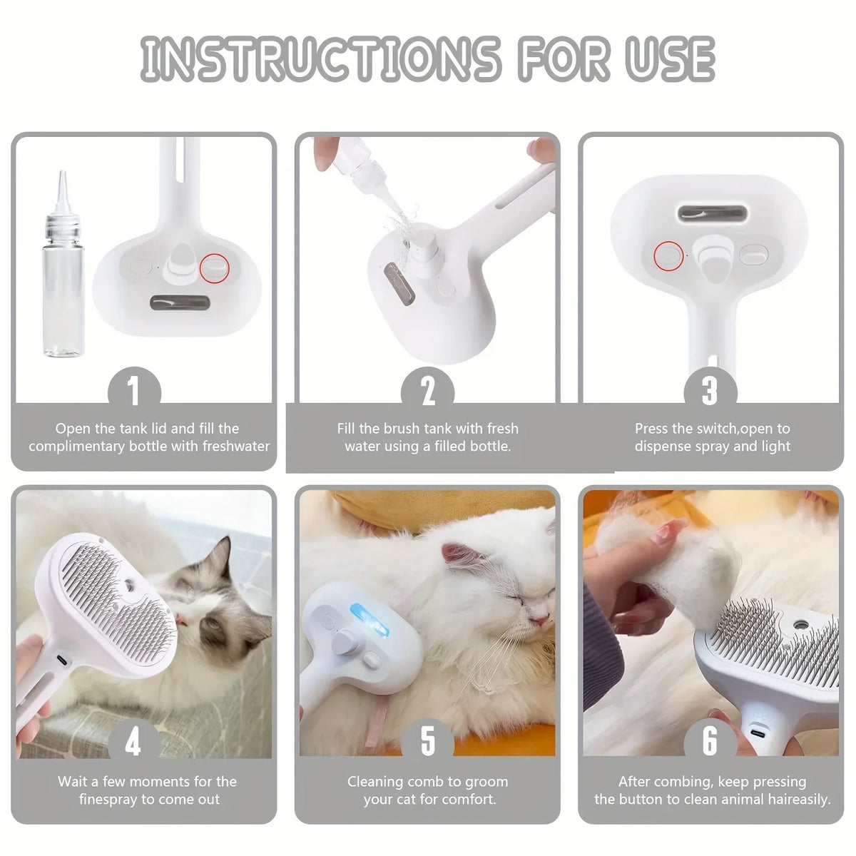 Peine Vaporizador Quitapelos para Perros y Gatos